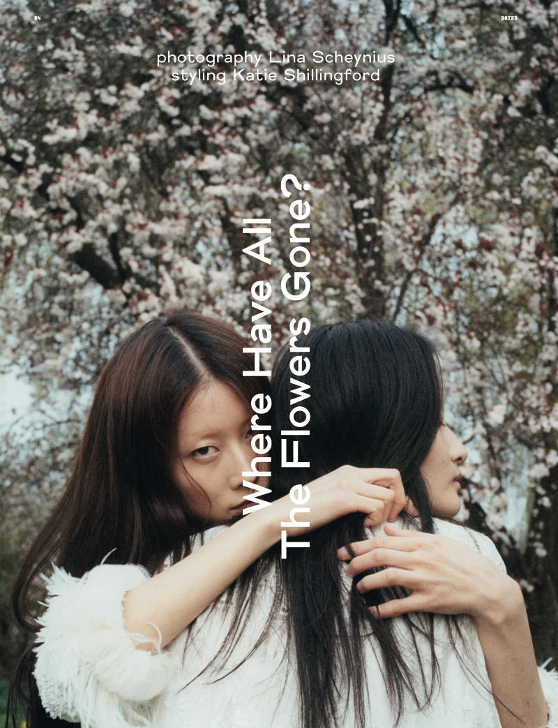 flowers1 Liu Xu & Hyun Yi by Lina Scheynius for <em>Dazed & Confused</em> June 2011