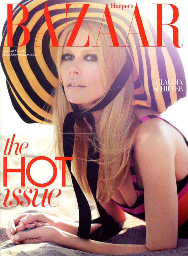 claudiacover &lt;em&gt;Harpers Bazaar UK&lt;/em&gt; July 2011 Cover | Claudia Schiffer by Horst Diekgerdes